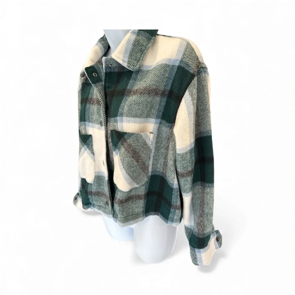 For The Republic Women’s Plaid Jacket - Green and White - Picture 2 of 5